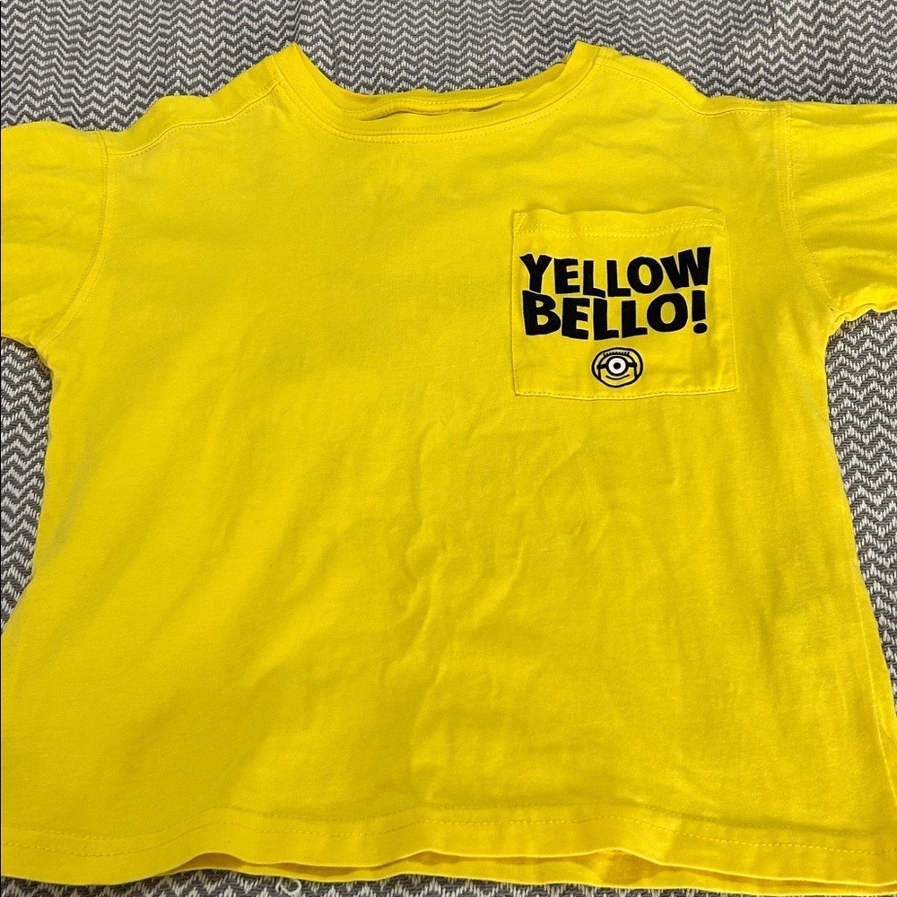 Zara (Minions)Yellow Kids T-Shirt with Bold Graphic “Yellow Bello”